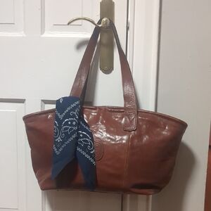 Brown Leather Weekender Tote Bag